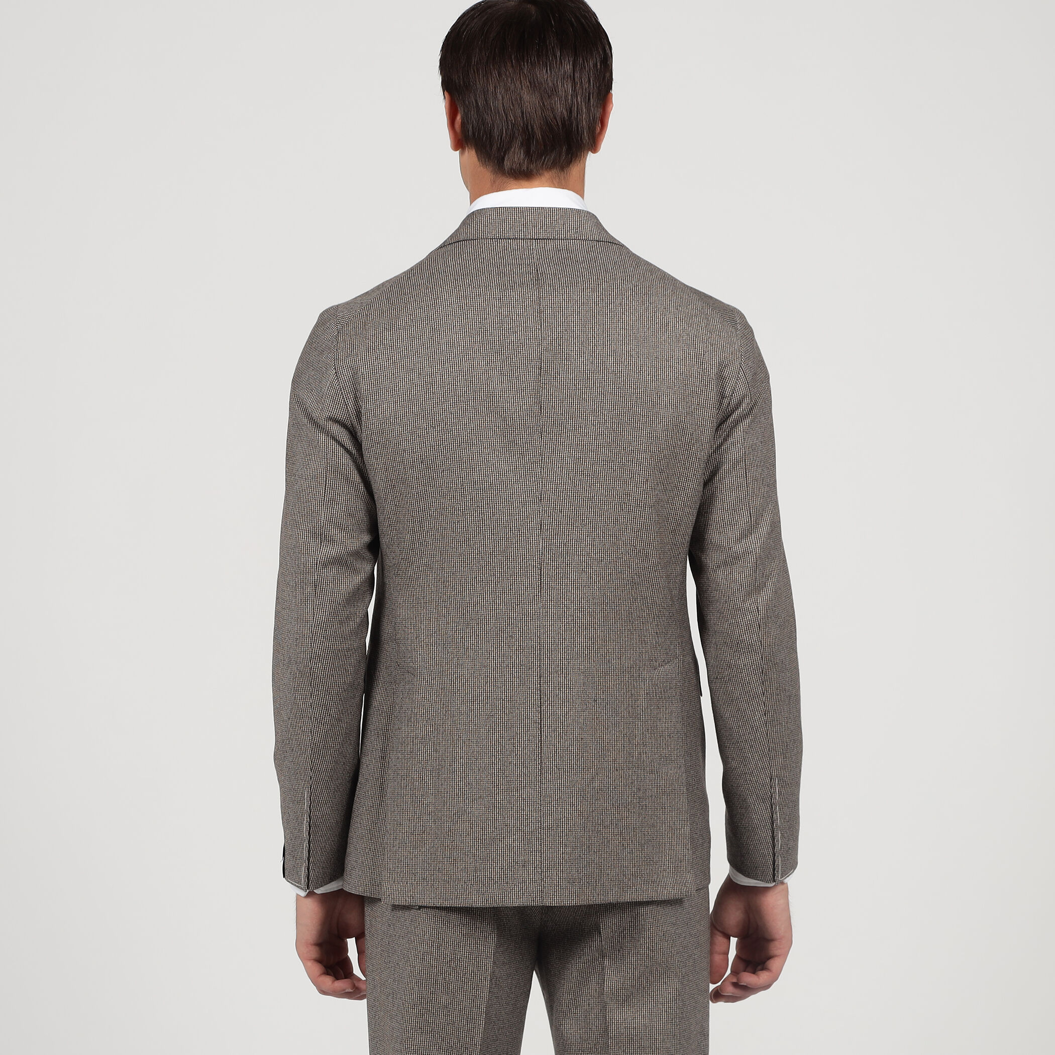 別注】TAGLIATORE ウールサキソニーハウンドトゥース シングルブレス