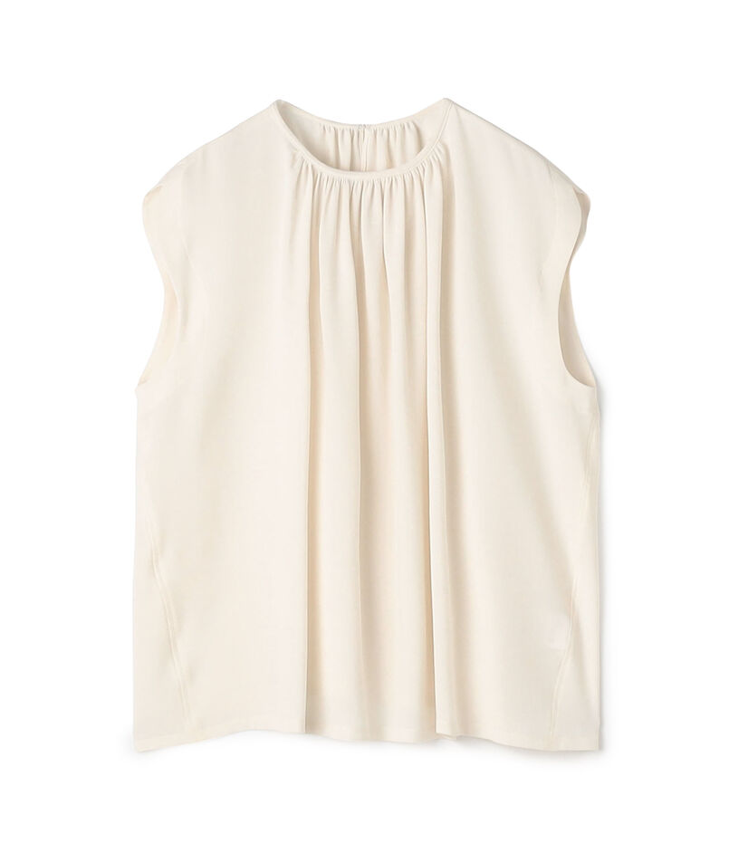 ジャージーライクジョーゼット ギャザーネックブラウス