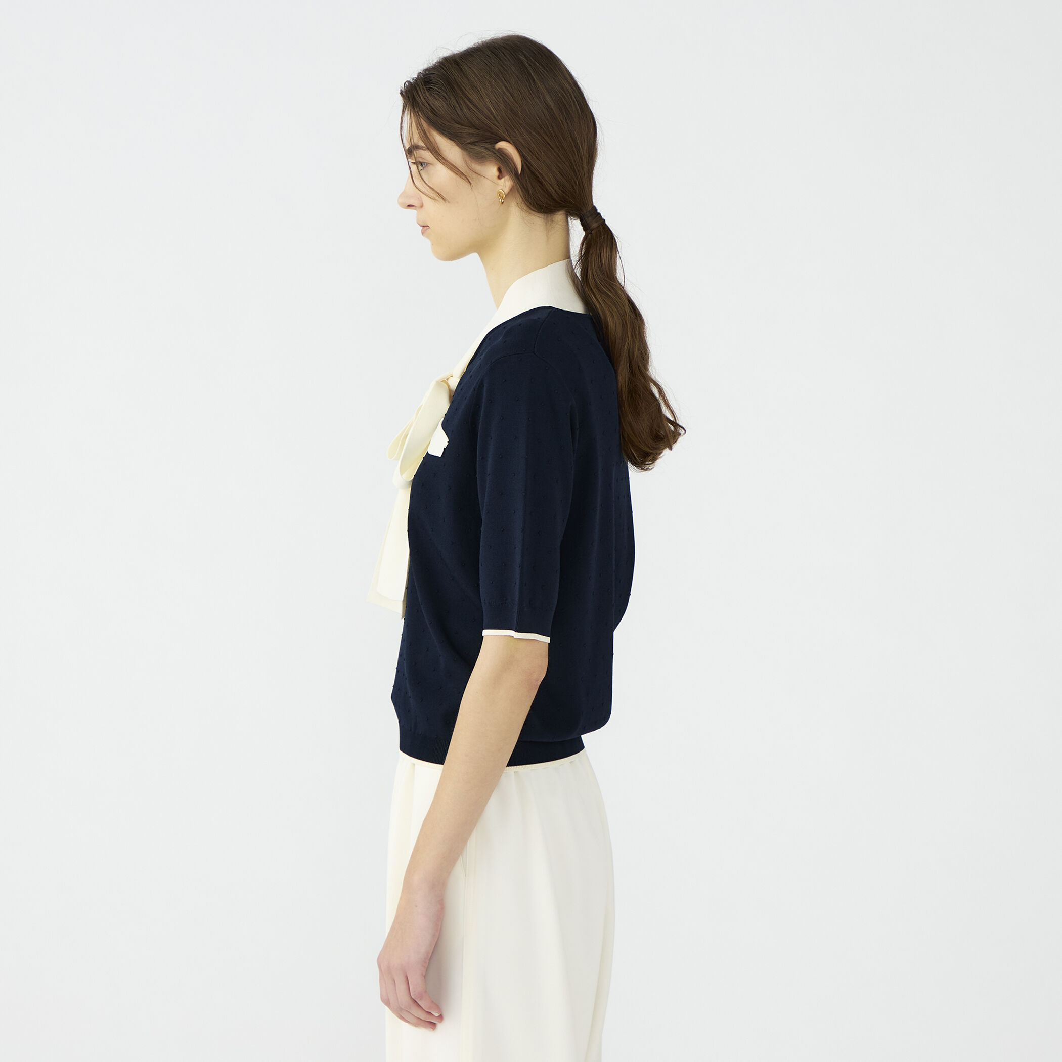 現行品 定価2.4万 Ballsey ストレッチタックドットボウタイプルオーバー Ballsey（ボールジィ） ニット セーター ストレッチタックドット