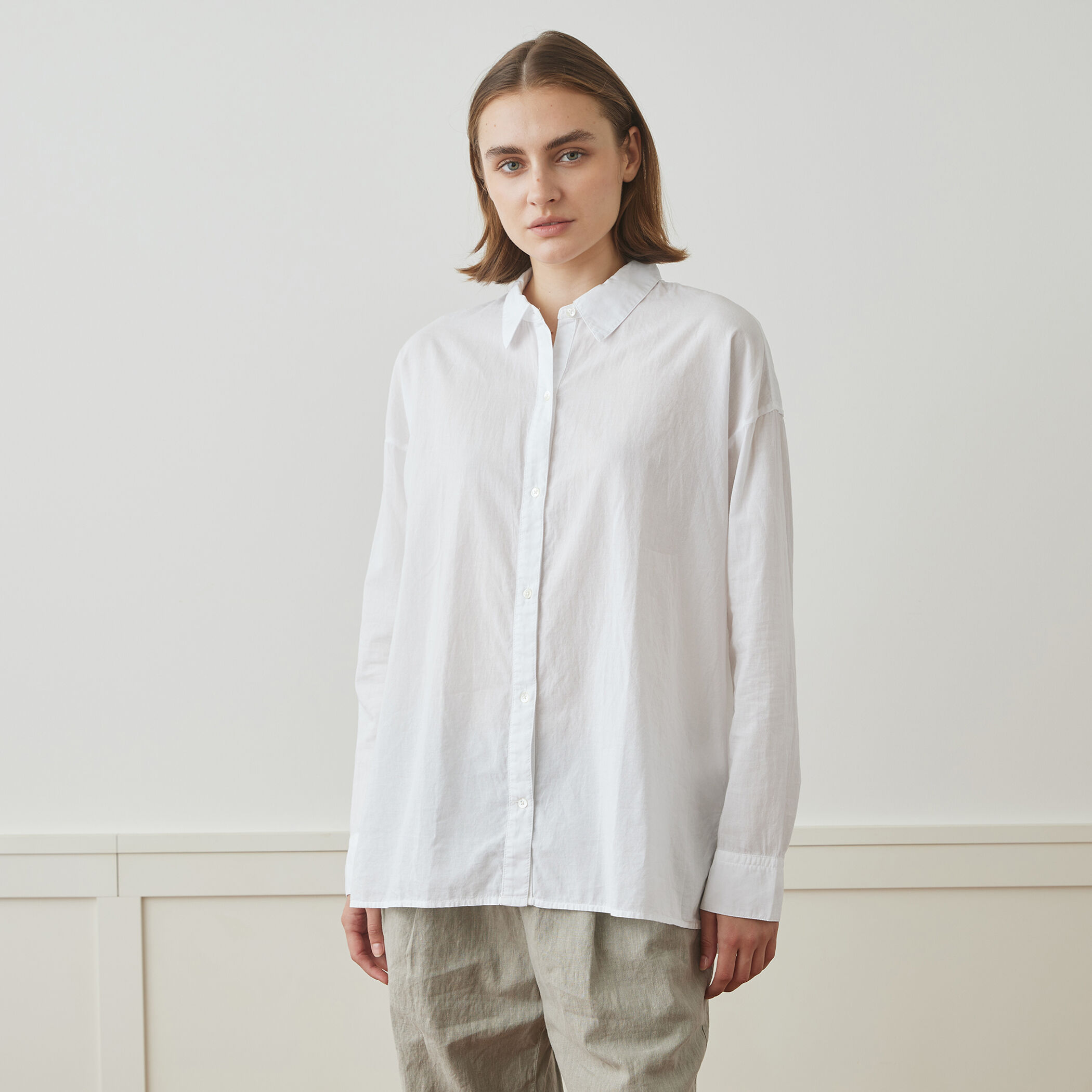 BOSS コットン/シルク Tシャツ プリンス オブ ウェールズ オーバーサイズフロントボタンシャツ WLC3781|トゥモローランド