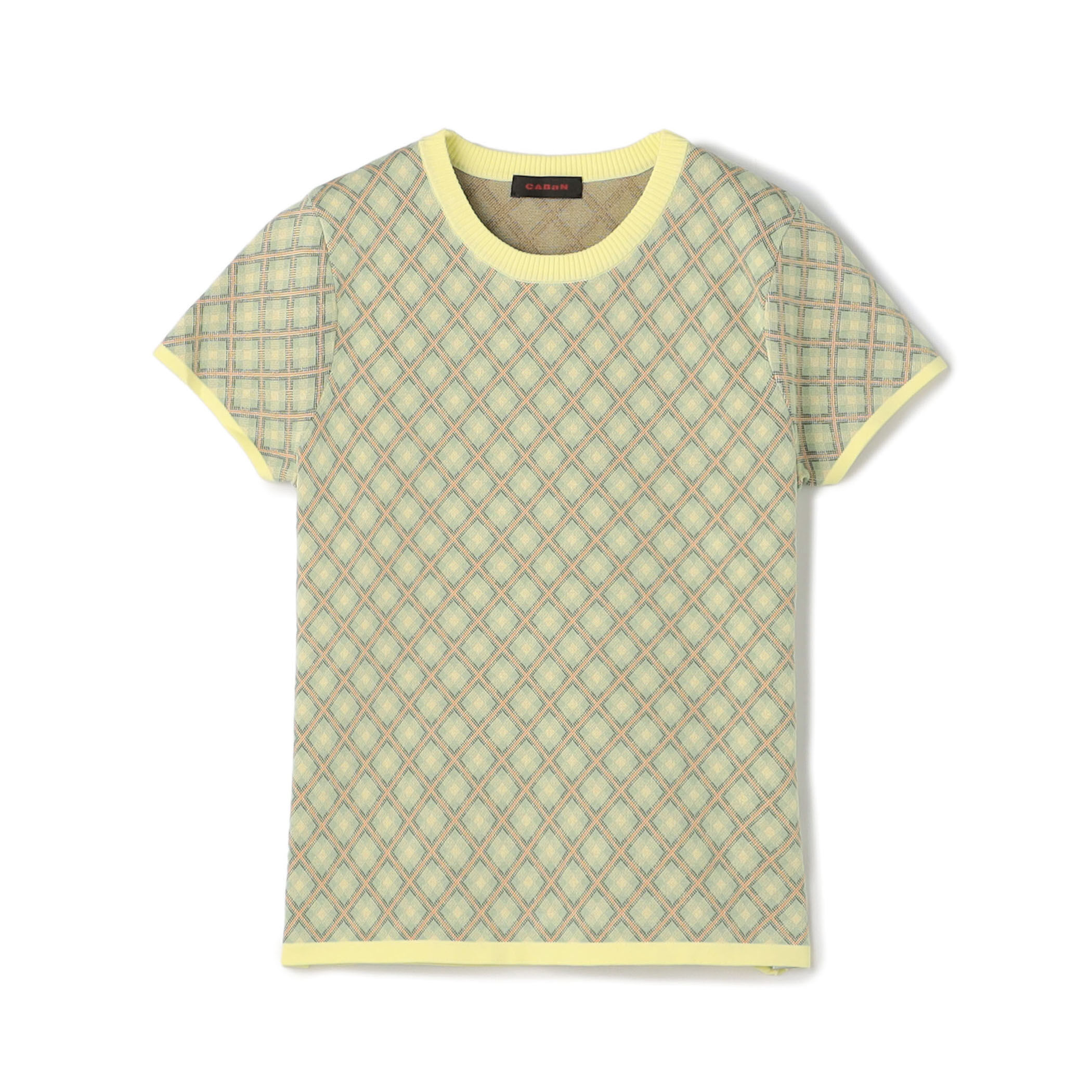 cabana コットンショートスリーブジャケット コットンポリエステル チェックジャカード ショートスリーブプル
