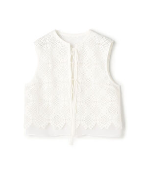 ブルームリーフレース レイヤードショートジレ