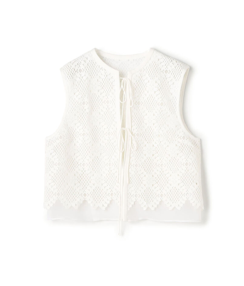 ブルームリーフレース レイヤードショートジレ