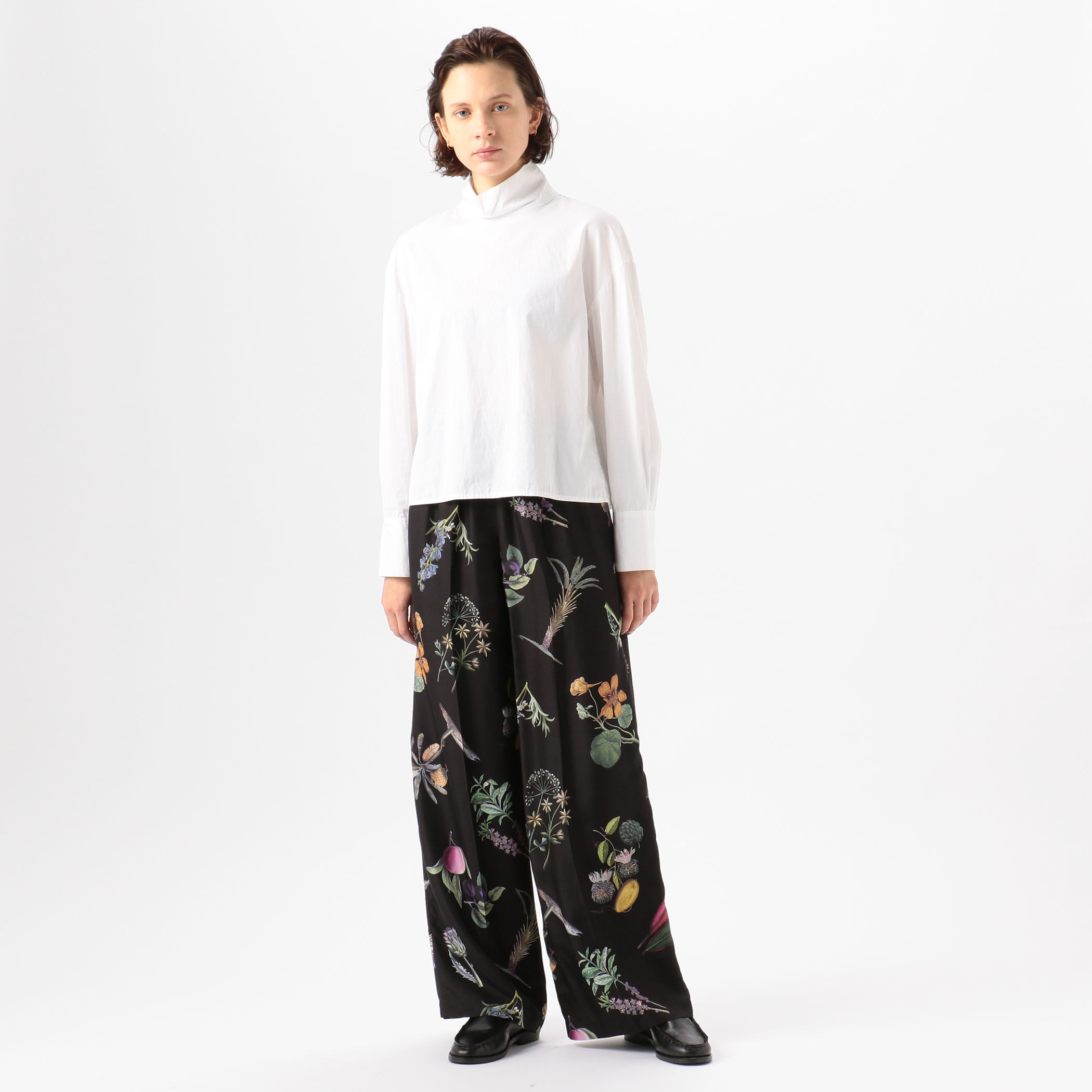 caban シルクボタニカルパンツ　白　 XS CABaN シルクツイル HARVEST セミワイドパンツ