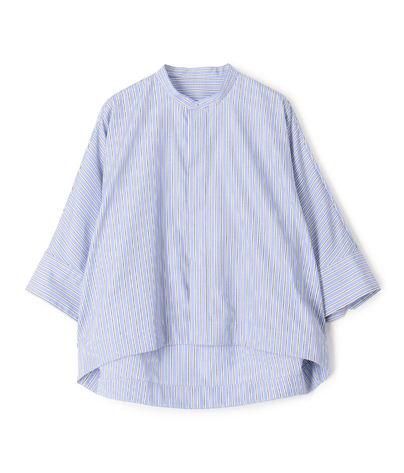 ■コットンブロード バンドカラークロップドシャツ