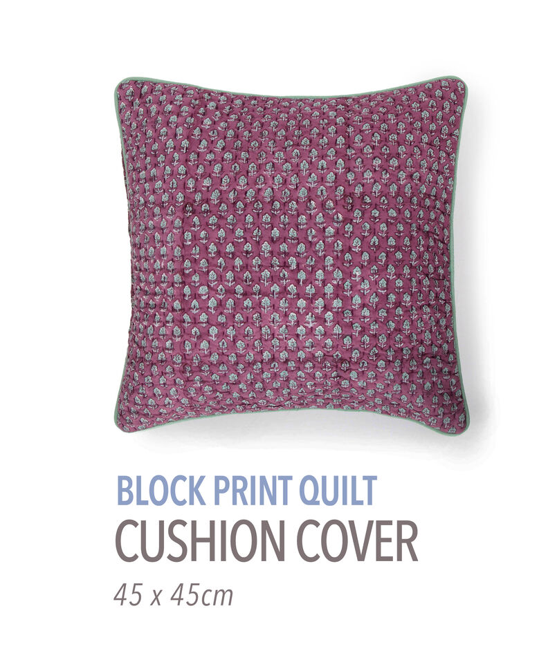 ブロックプリントキルト クッションカバー（45cm×45cm）
