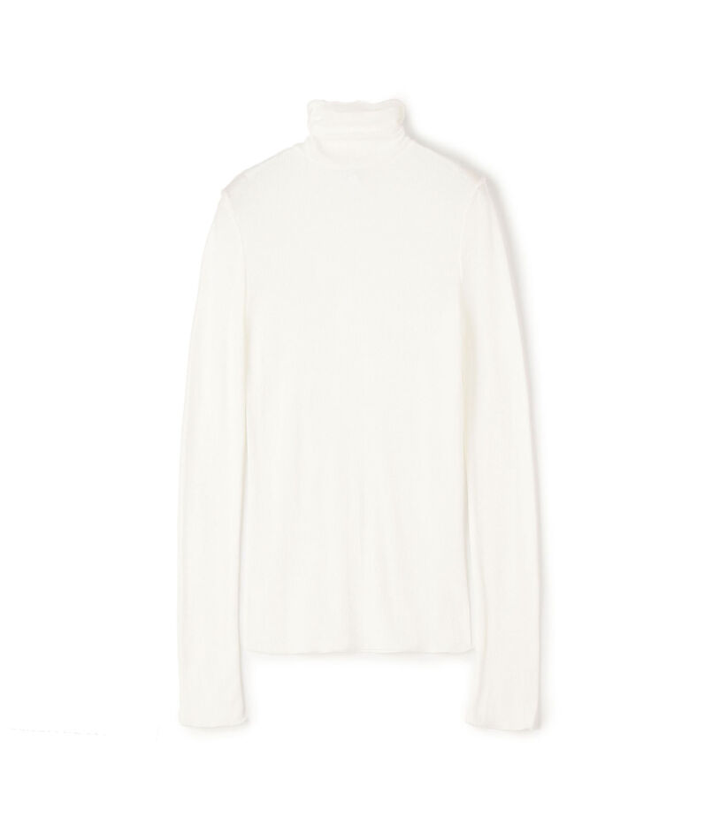 コットンシルクリブ タートルネックプルオーバー