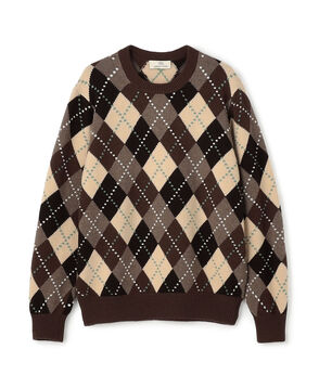ラムウール インターシャアーガイル クルーネックプルオーバー