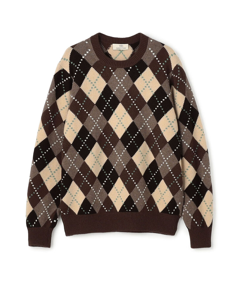 ラムウール インターシャアーガイル クルーネックプルオーバー