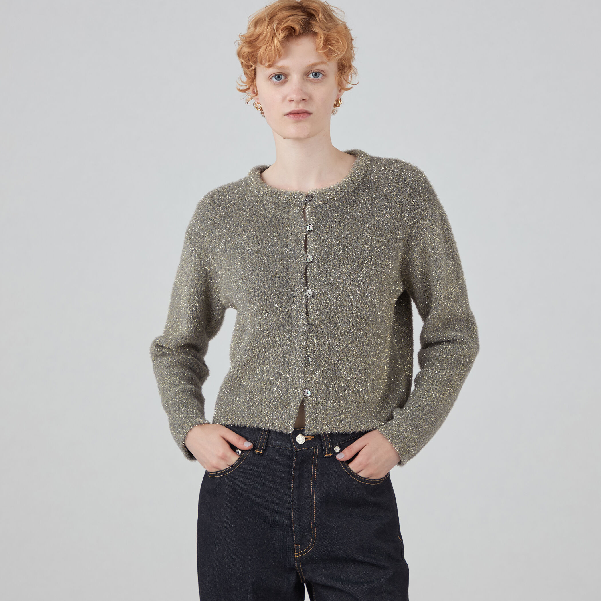極美品 24年マークアンドロナ Pave Twinkle Knit カーディガン NARU｜(ナル) PORTMIX 畦Vネックショート丈カーデ 657400 - NARU(ナル