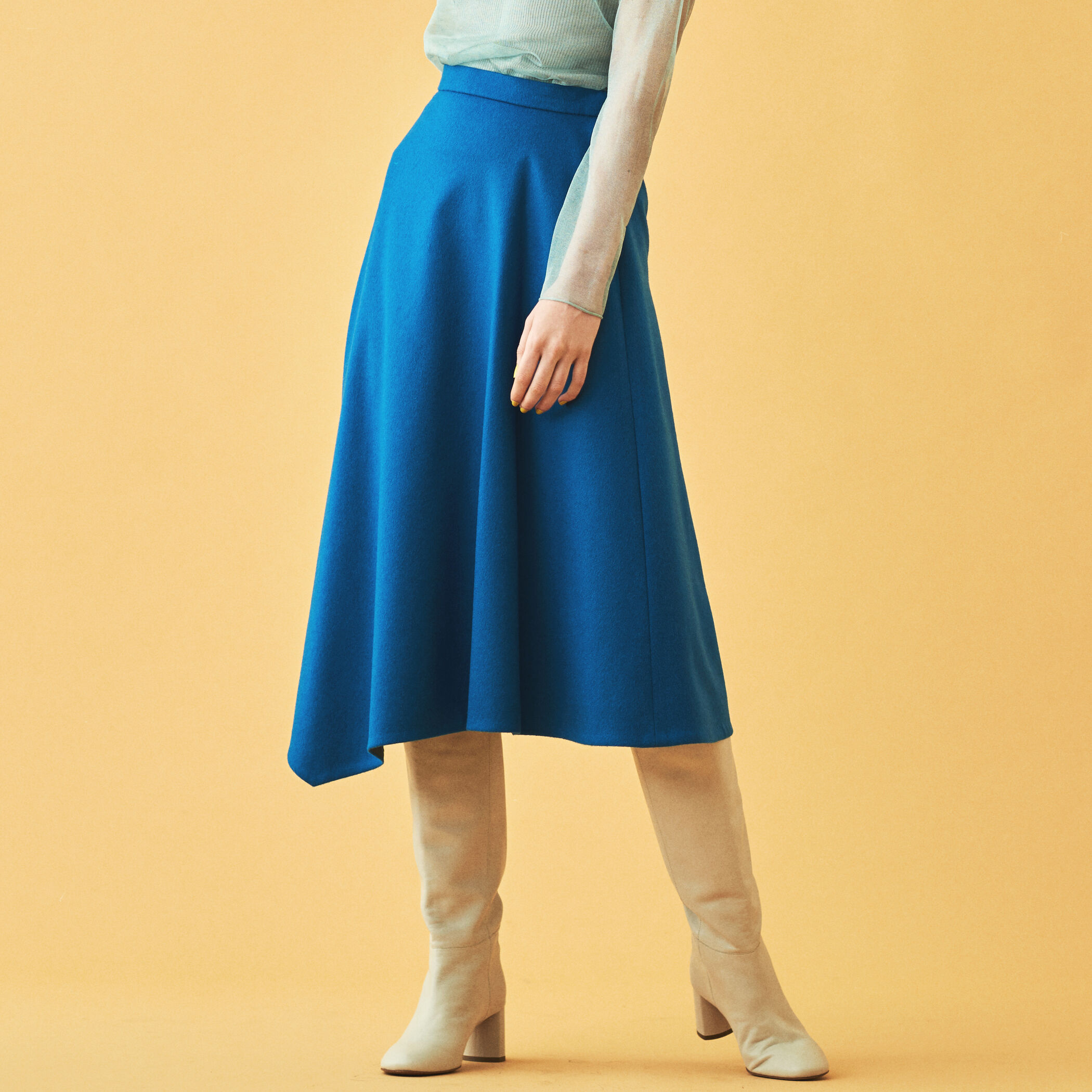 トゥモローランド●カシミア混アシンメトリースカートsize36ブルー