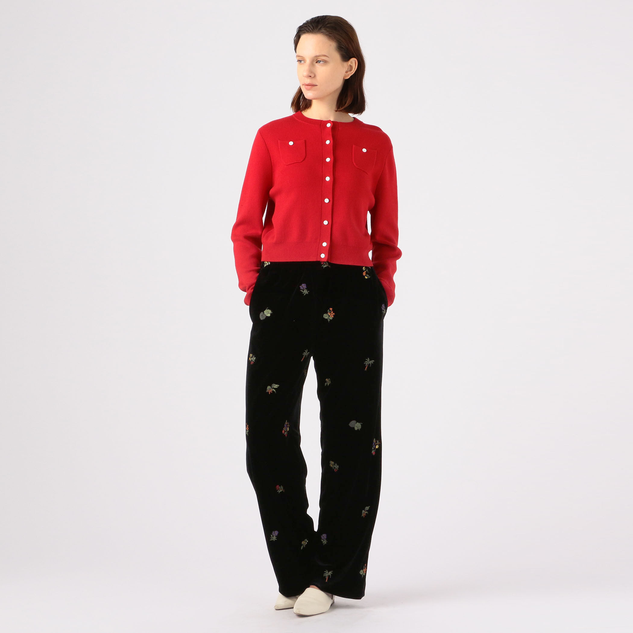 CABaN ベロア PETIT ROSEプリントパンツ 2024AW クーポン】CABaN ベロア PETIT ROSEプリントパンツ(507506757