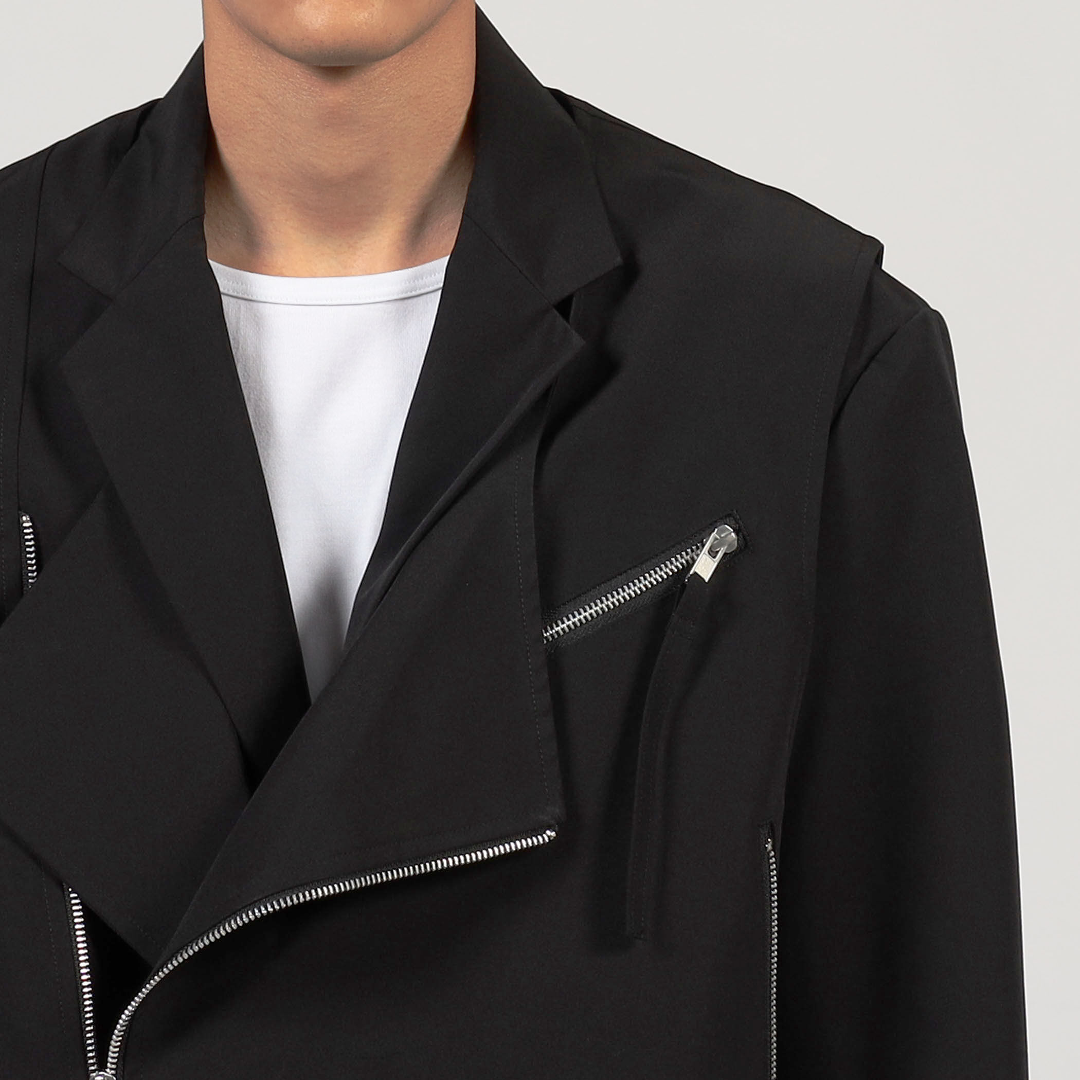 ALMOSTBLACK WOVEN レイヤードライダースジャケット