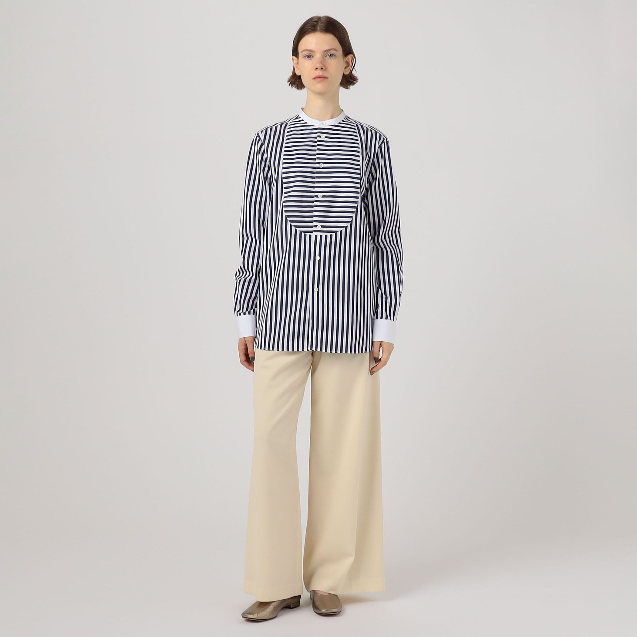 ドゥロワー　sebline タキシードスタイル長袖シャツ ドゥロワー SEBLINE シャツ ドゥロワーのトップス（ブルー）の商品一覧