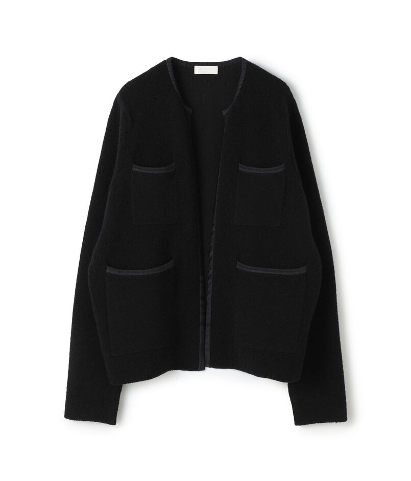 ウールナイロンブークレー フロントオープンカーディガン  