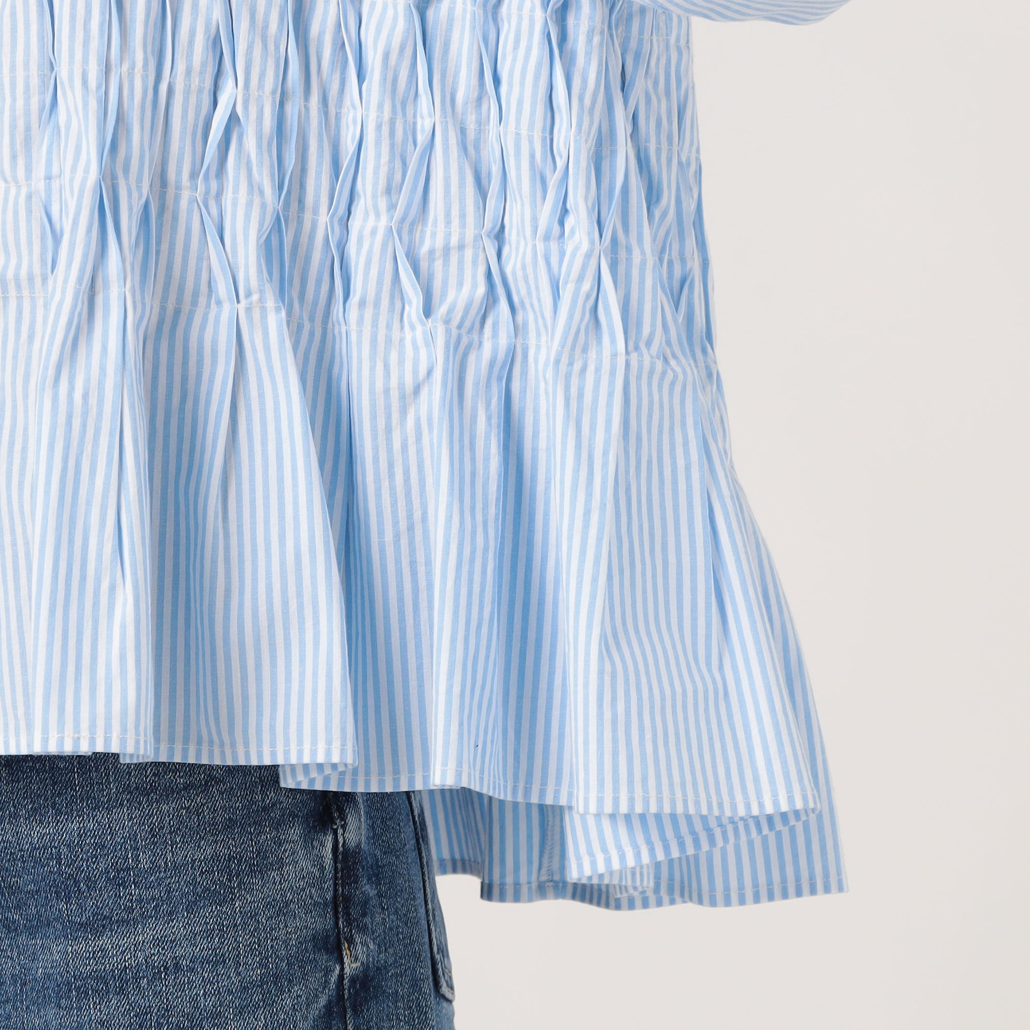 別注】ne Quittez pas BLACK Tuck ストライプ ブラウス