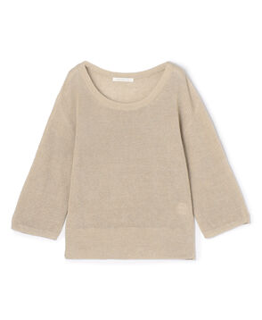 リネンハーフカーディガン クルーネックプルオーバー