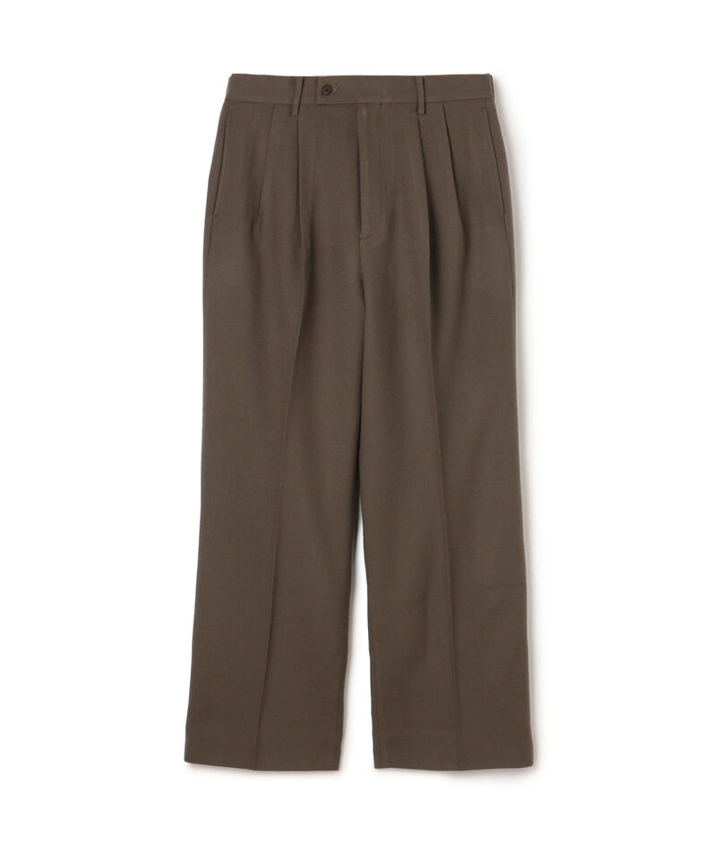 ■ドライウールツイル 2プリーツワイドストレートバレルパンツ