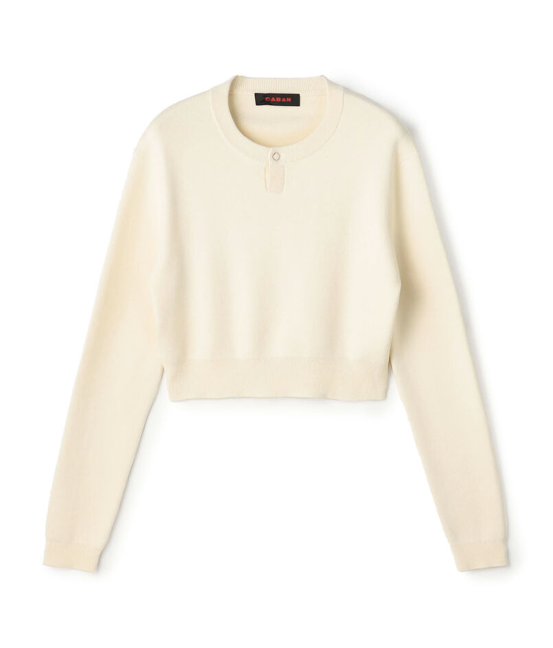 コットンカシミヤ ヘンリーネッククロップドプルーバー