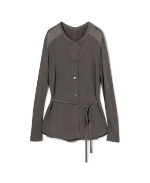 マットレーヨンシルクサテンコンビ バックドレープカーディガン