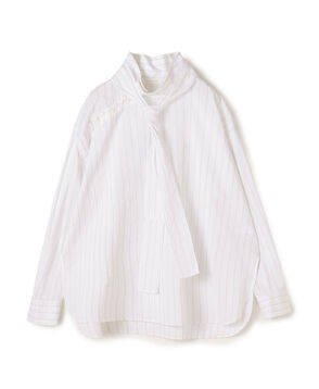 コットンシルクブロード スタンドカラータイシャツ