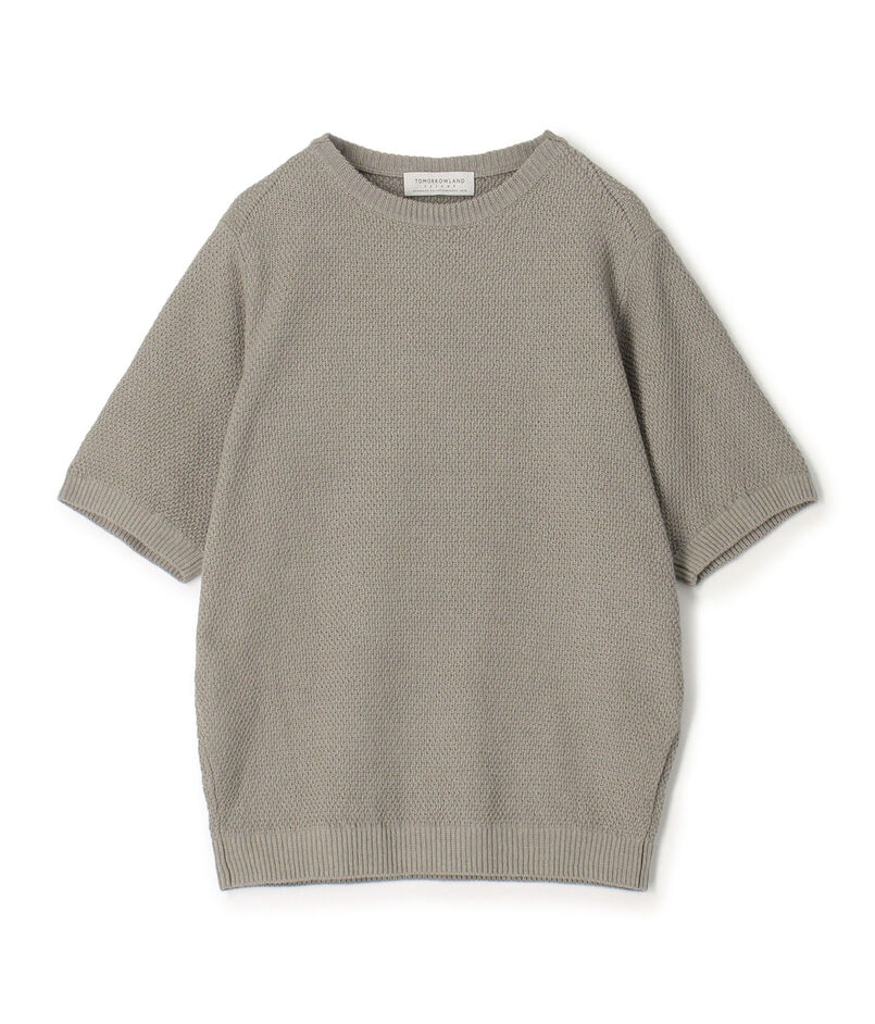 TOMORROWLAND tricot コットンリネン モスステッチ柄クルーネック半袖ニット