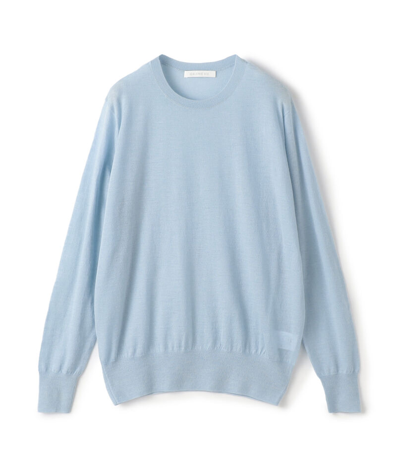 ウーステッドカシミヤ クルーネックプルオーバー