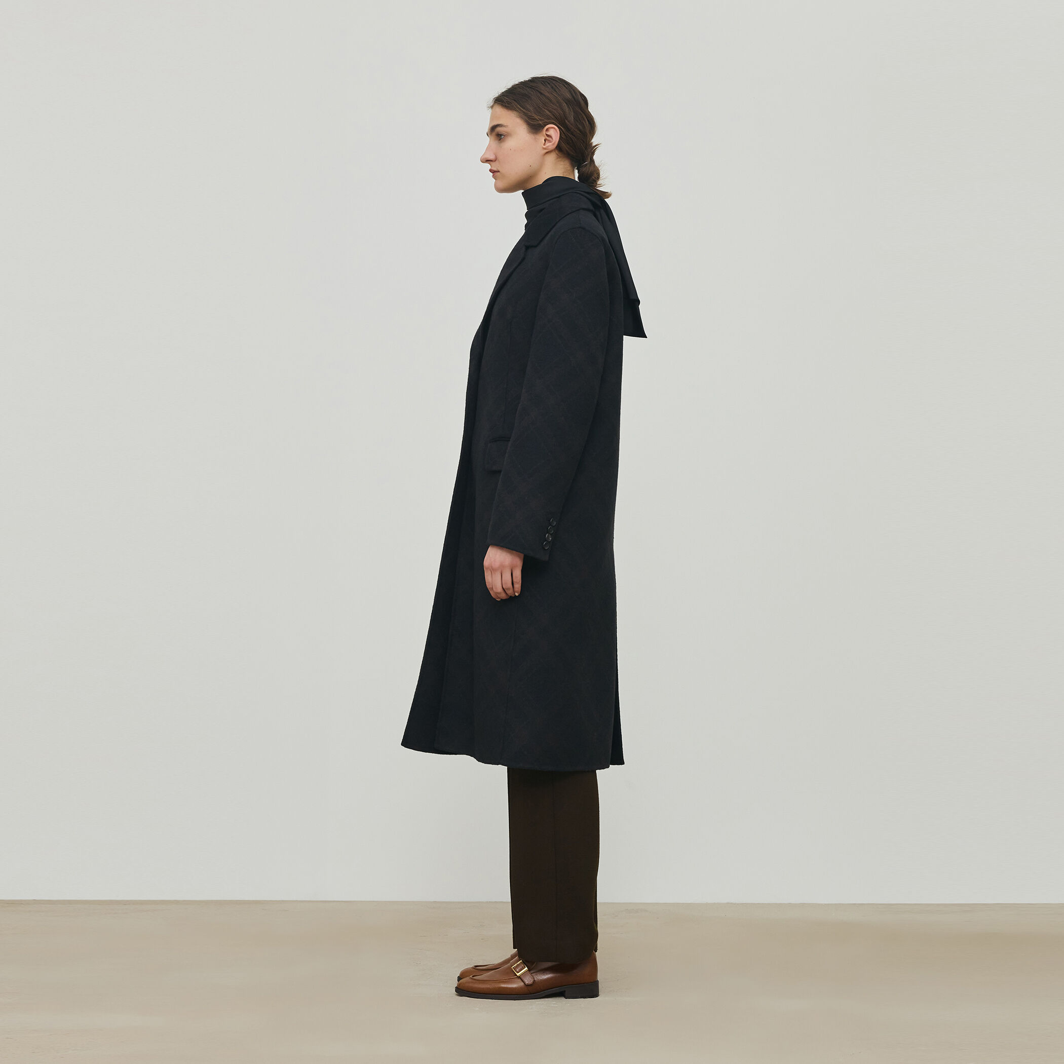 ダブルフェイスチェックジャガード チェスターコート