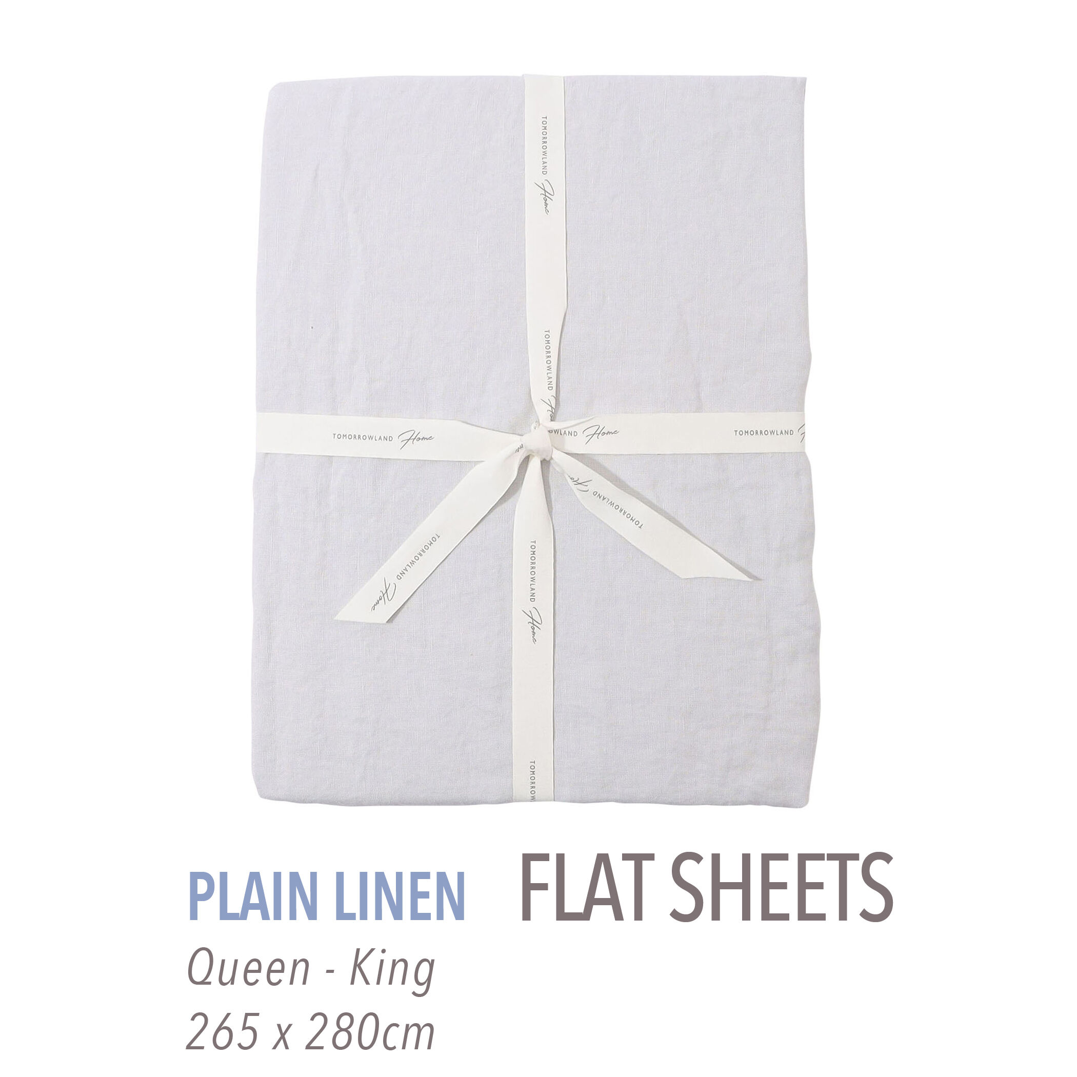 プレーンリネン フラットシーツ（クイーン～キング