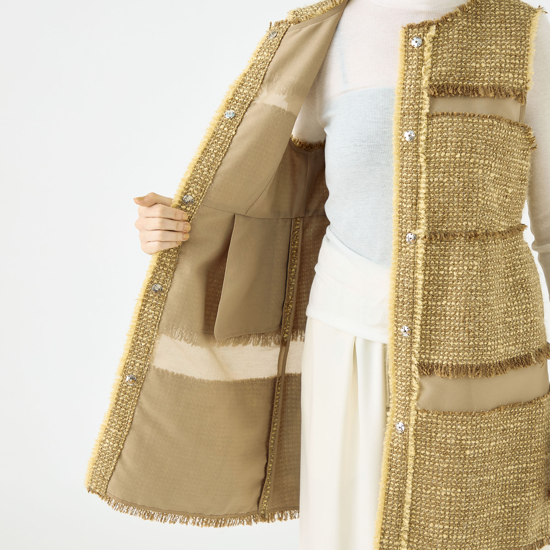 □ブロッキングツイード ミドルジレ｜トゥモローランド 公式通販