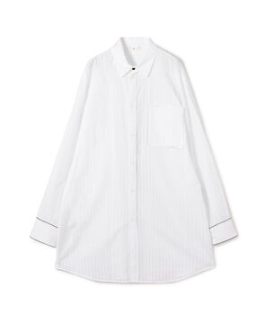 コットン シャドーストライプ ロングシャツ