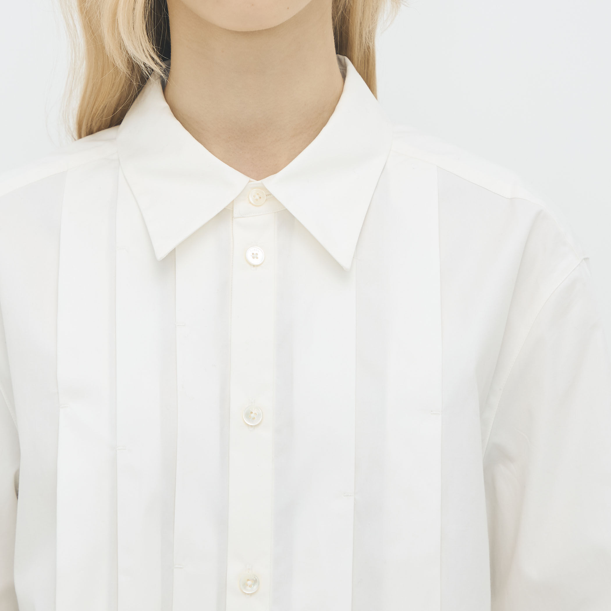 コットンシルクタイプライター ランダムダックシャツ