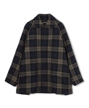 タータンウールツイード ステンカラーコート