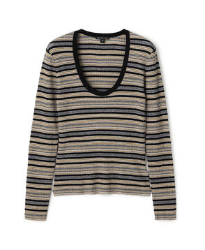 ストレッチリネンリブ Uネックプルオーバー WYLP3952