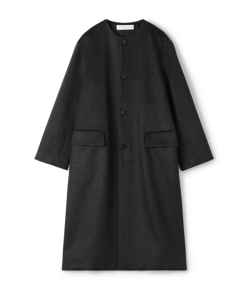 カシミヤビーバー クルーネックロングコート
