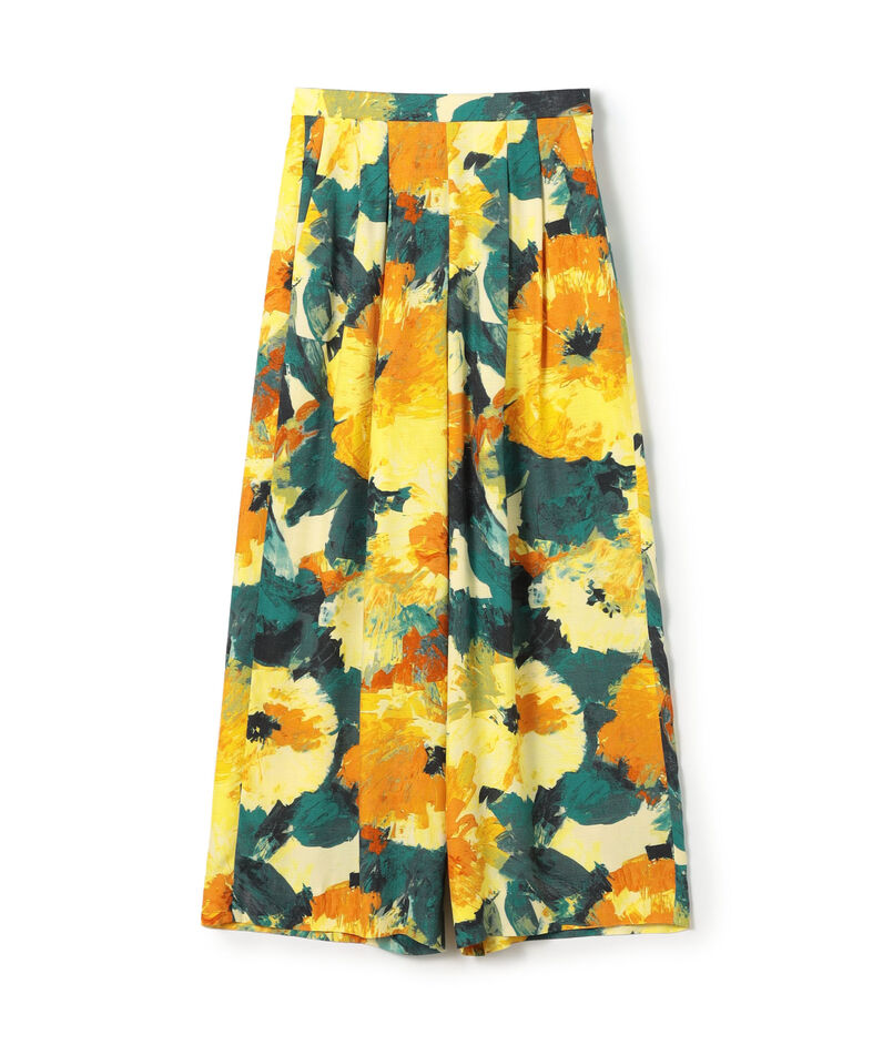 スカンブルフラワープリント タックワイドパンツ