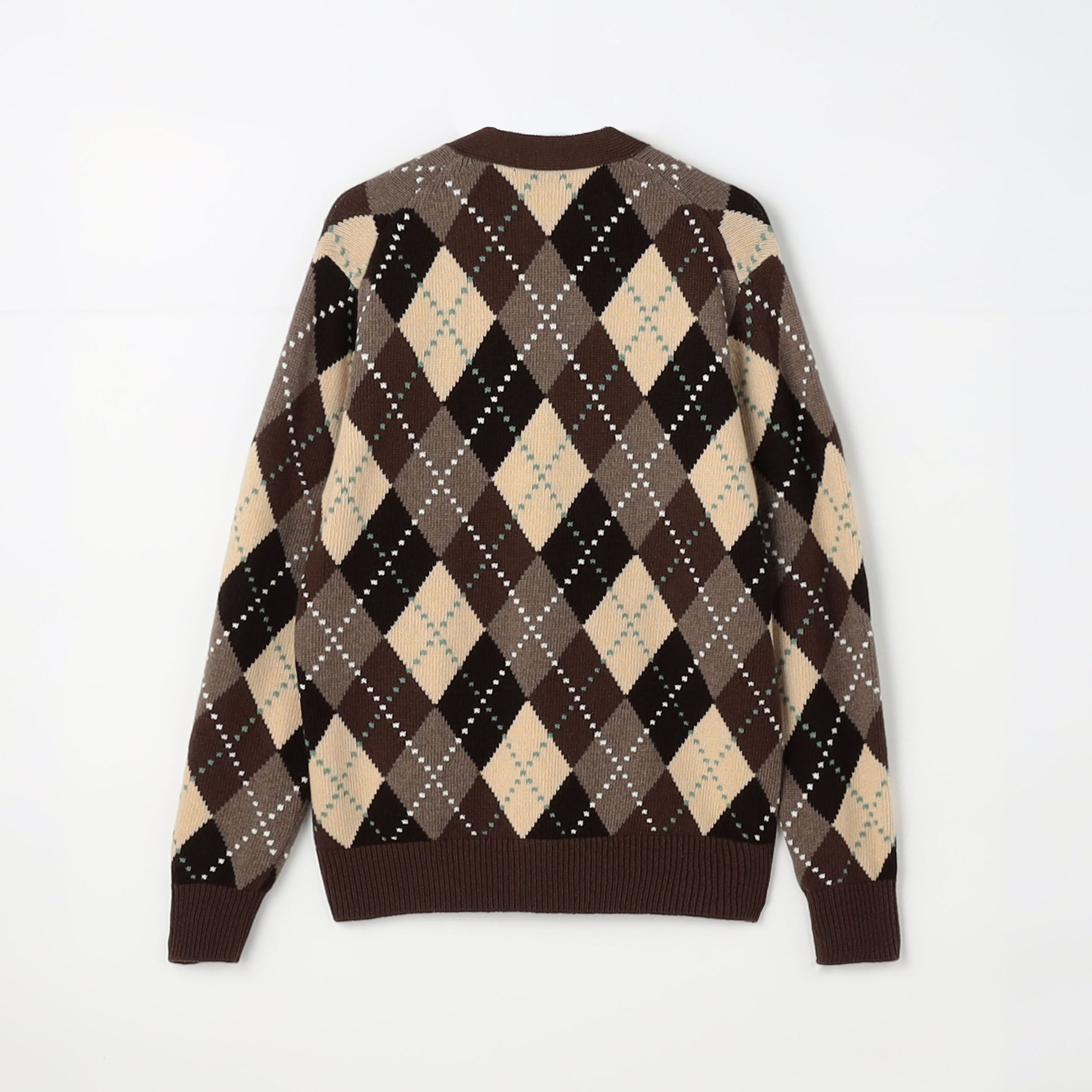 ✨美品　コムデギャルソン オムドゥ アーガイルニットカーディガン マルチカラー ラムウール インターシャアーガイル Vネックカーディガン