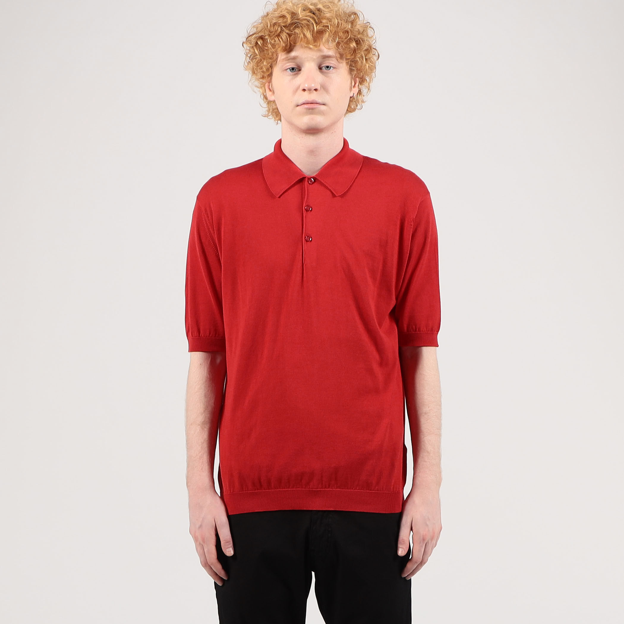 JOHN SMEDLEY 30G コットン ニットポロシャツ Easy fit