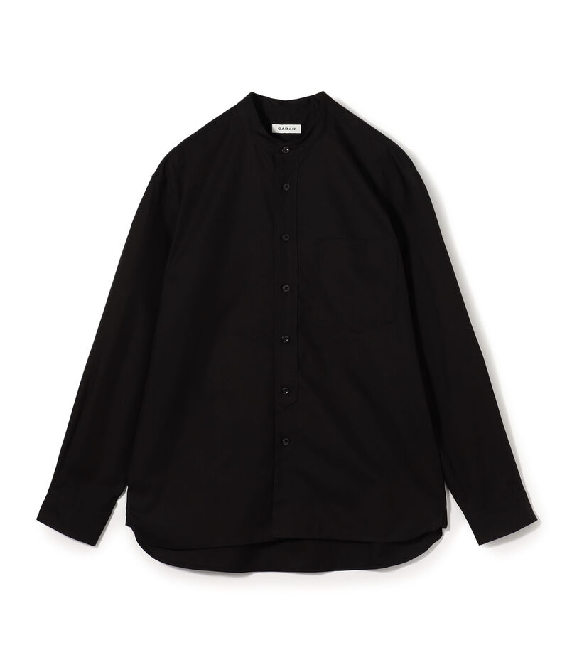 コットンギャバジン バンドカラーシャツ