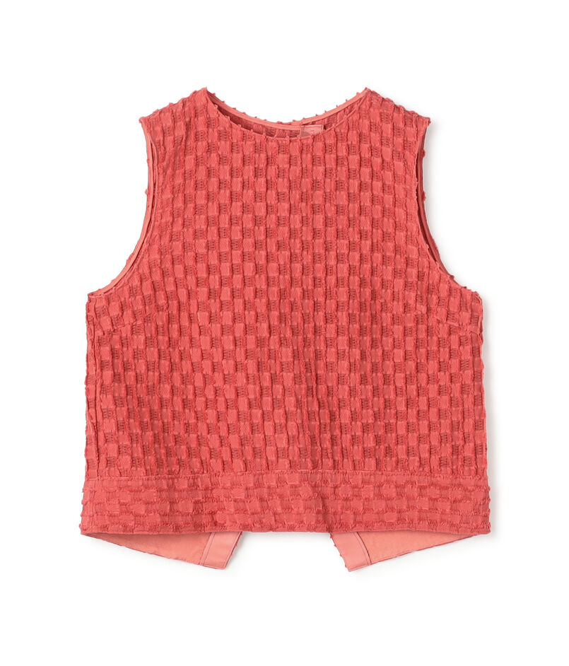 グリッドカットジャカード ノースリーブブラウス