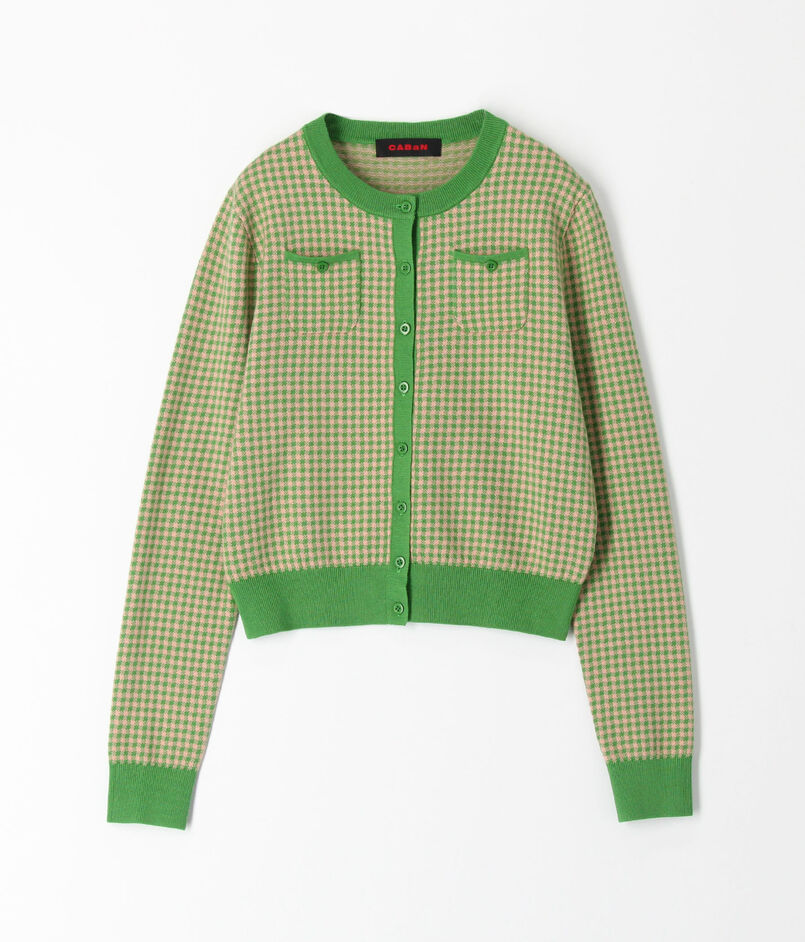 コットンカシミヤ ギンガムチェックカーディガン