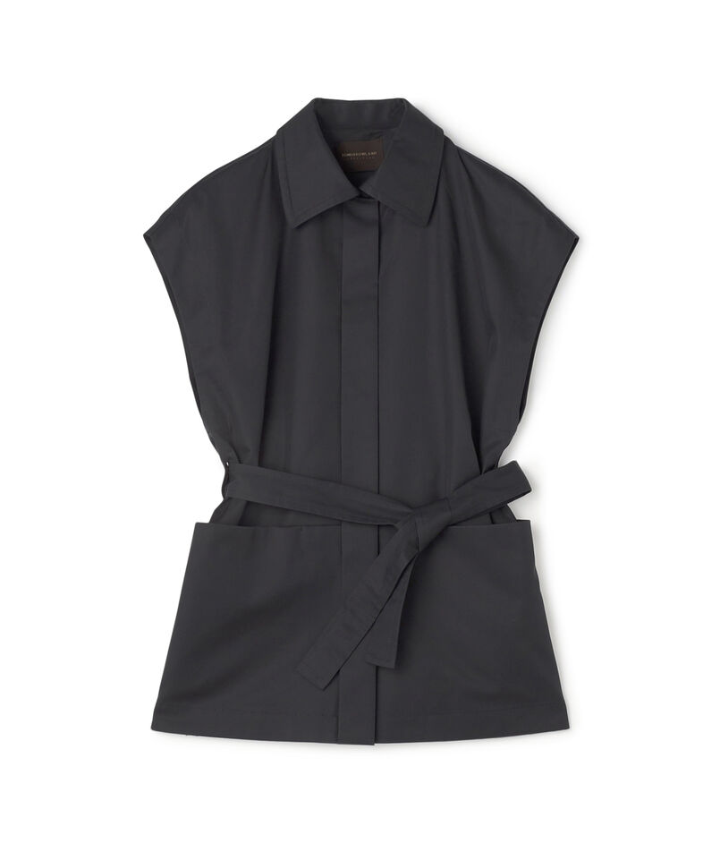 コットンギャバジン ワイドカラージレ