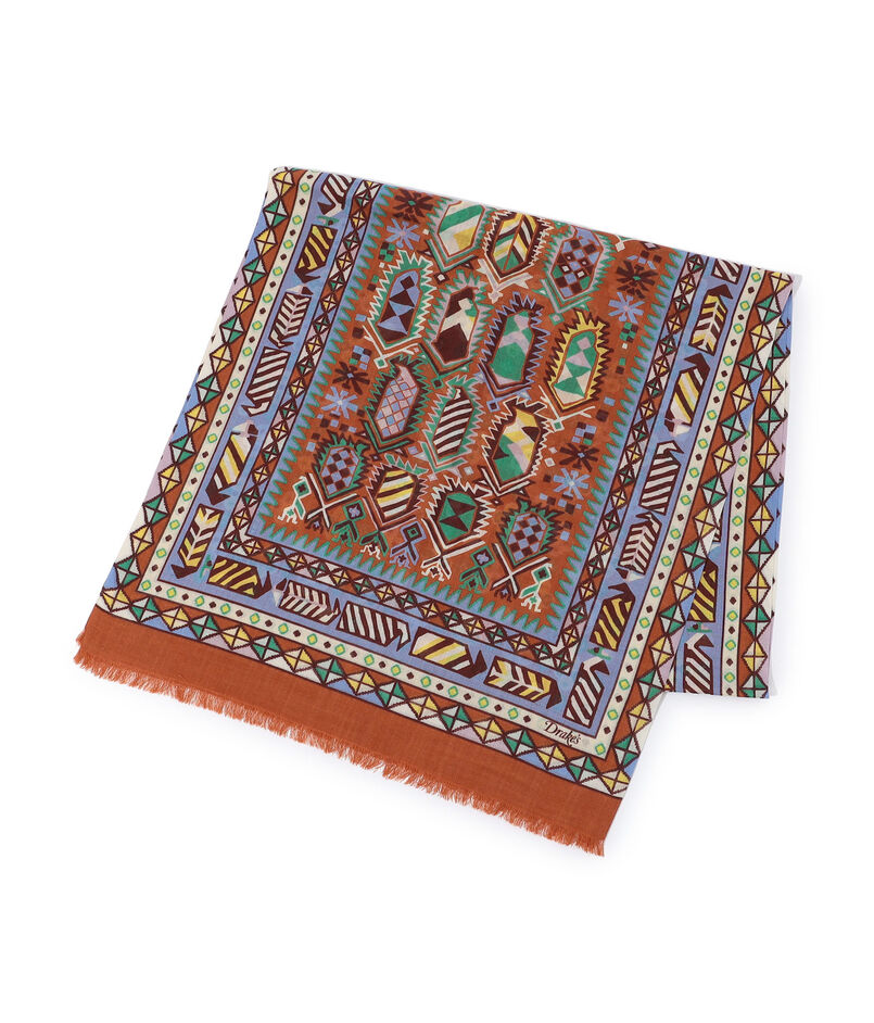 Drake&rsquo;ｓ CARPET PRINT TUBULAR SCARF ウールシルクプリントスカーフ