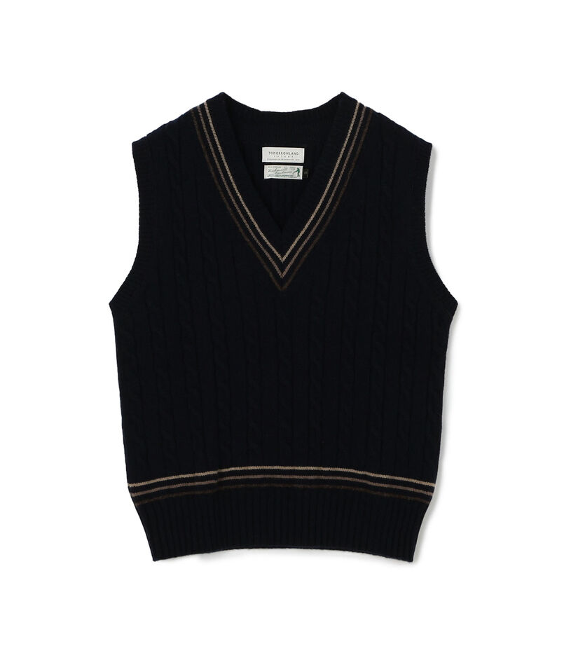 【別注】RICHMOND KNITWEAR ウールケーブル Vネックベスト