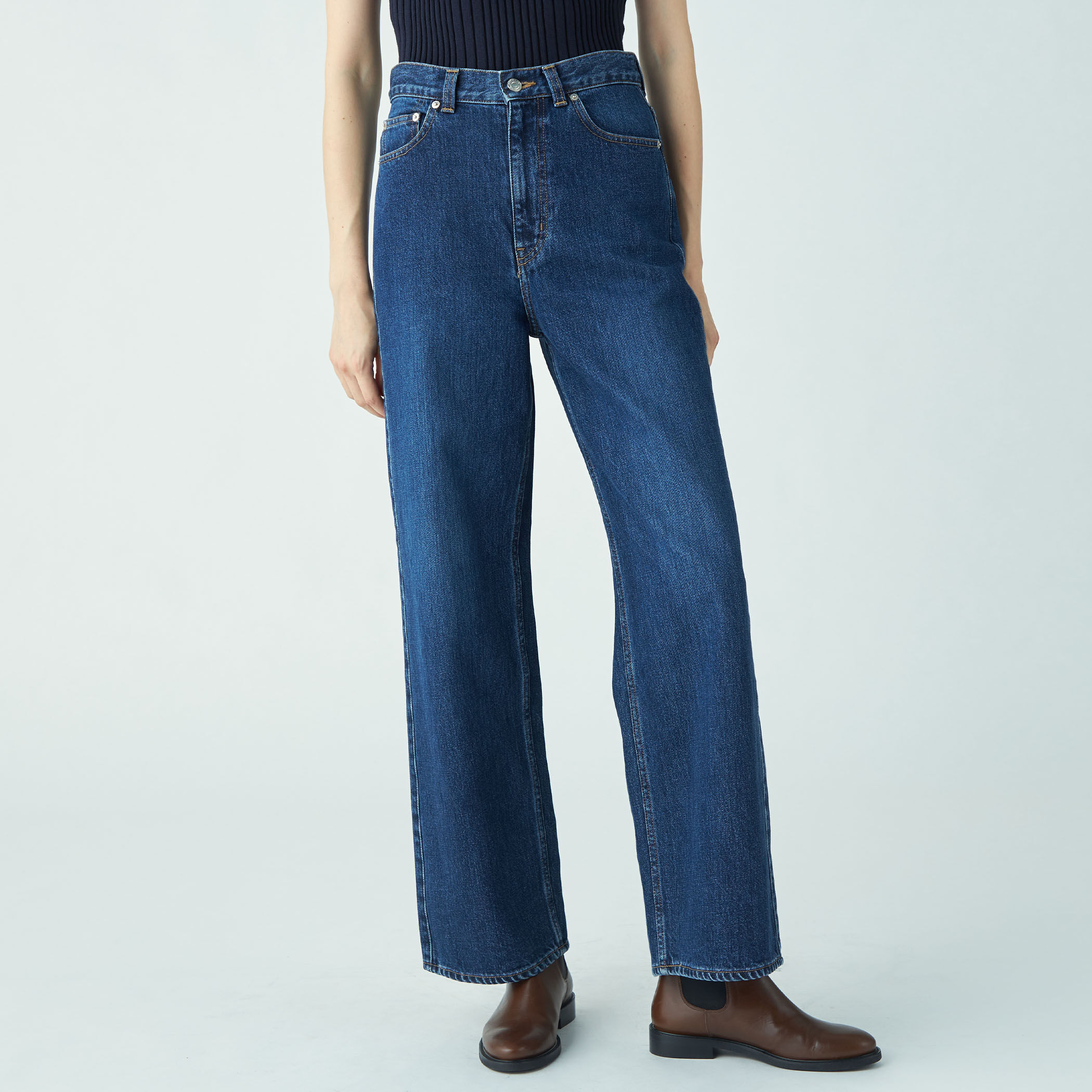 MACPHEE デニムトップス マカフィー MACPHEEコットンデニム シャツブルゾン （65 ブルー