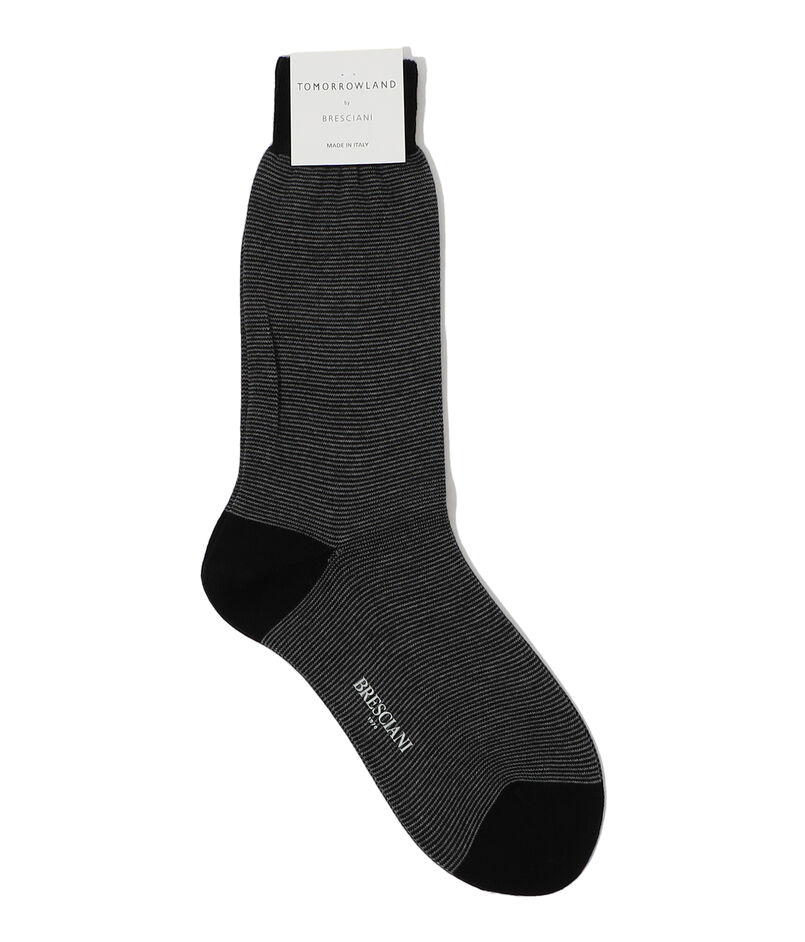 BRESCIANI ウールナイロン ボーダーソックス