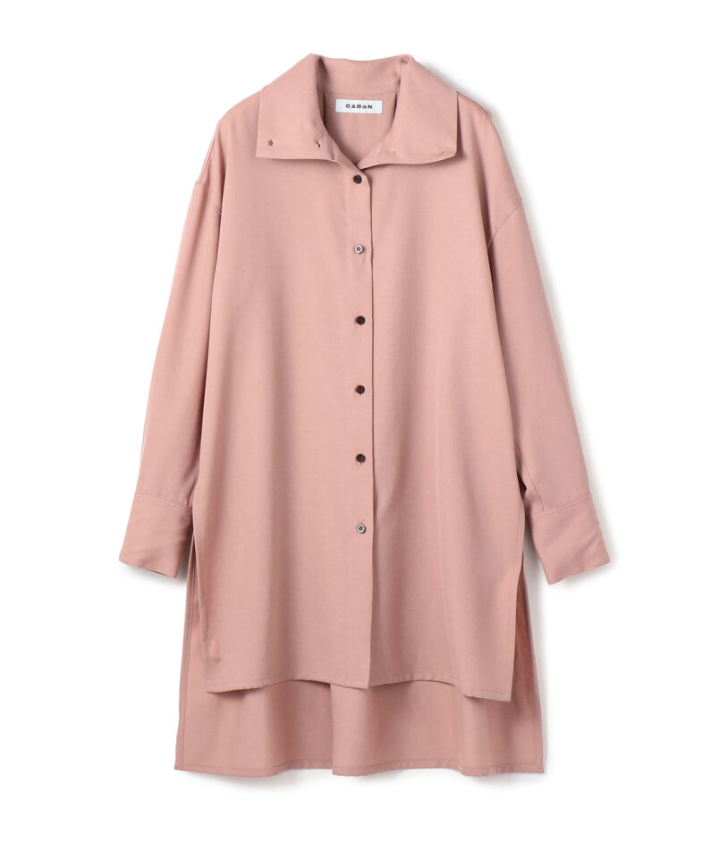 CABaN ウールツイル ハイネックロングシャツ