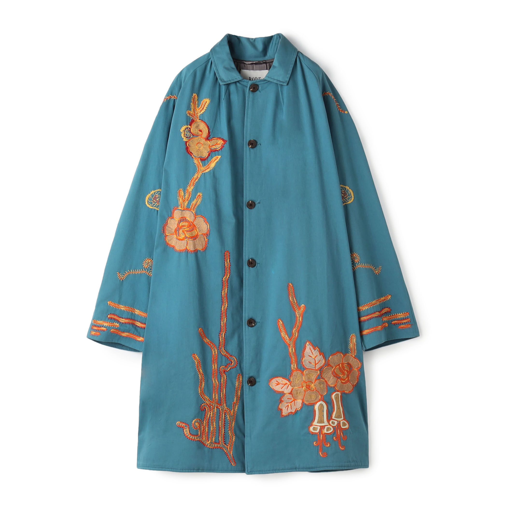867y*美品 ビー ブルマリン エンブロイダリー モチーフ付 ステンコート BODE BELL FLOWER COAT エンブロイダリーコート｜トゥモローランド