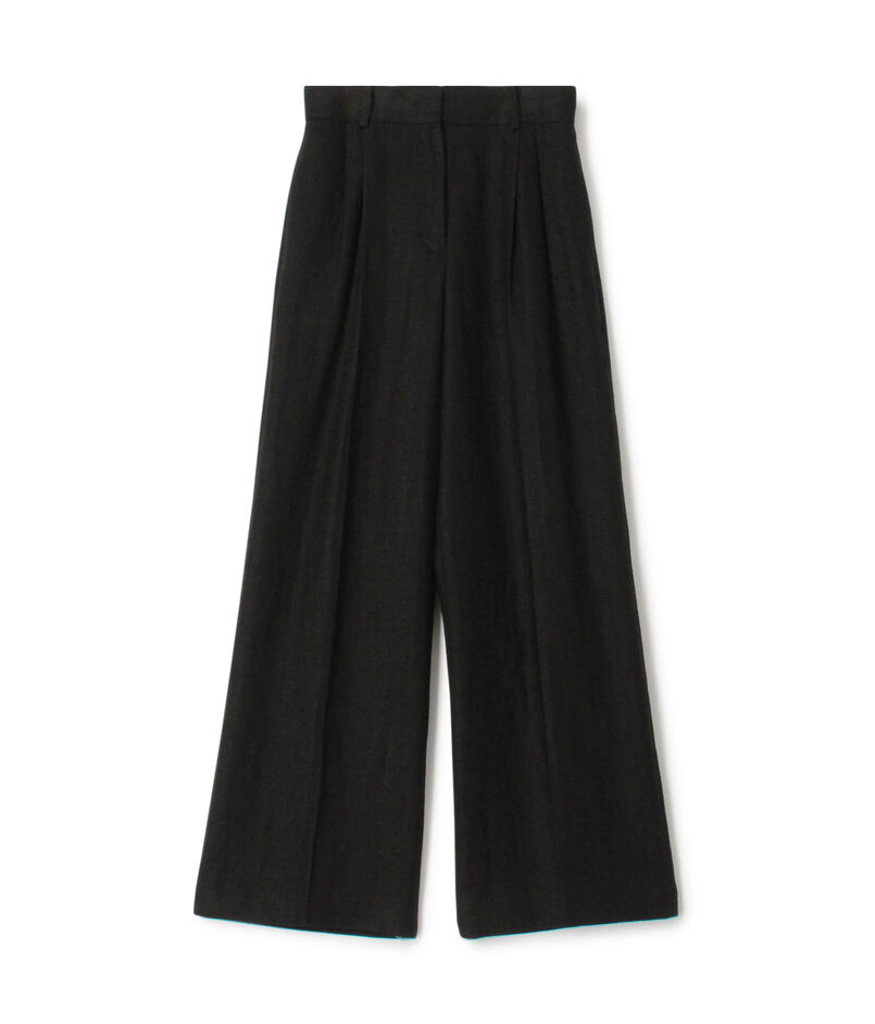 ウェットリネン タックワイドパンツ