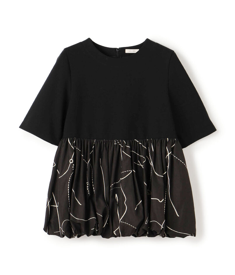 コードステッチプリント コンビバルーンプルオーバー